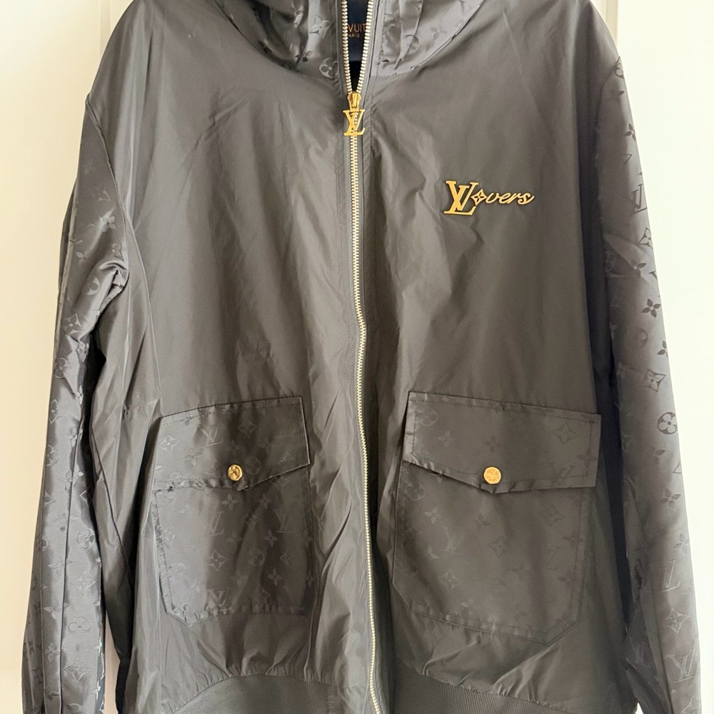 Louis Vuitton Black Monogram Zip-Up Jacket with Gold Accents